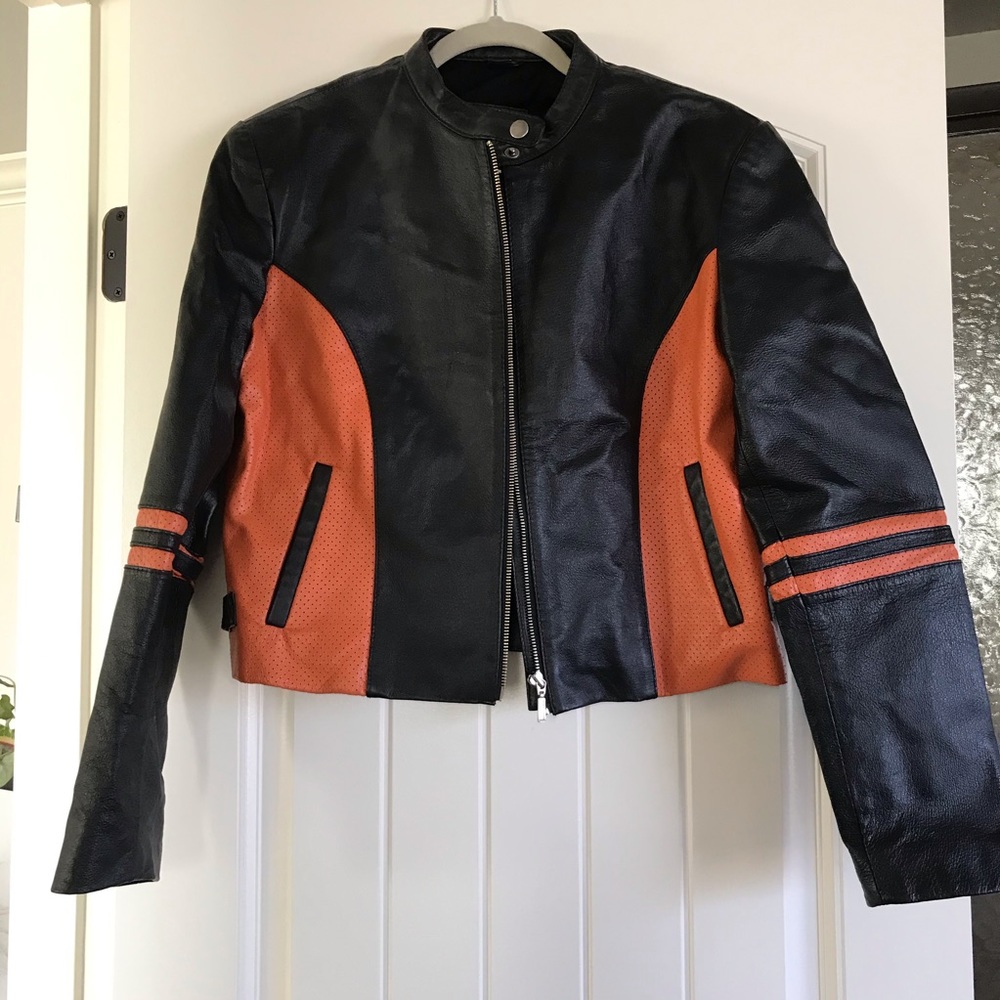 Black/Orange Leather Jacket
